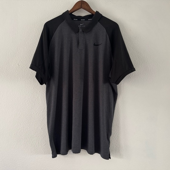 NEW Nike Golf Shirt Raglan Polo DriFit Size XXL Mens Black and Gray - Picture 12 of 12